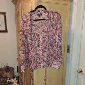 INC International Concepts Floral Blouse - Pink and Black